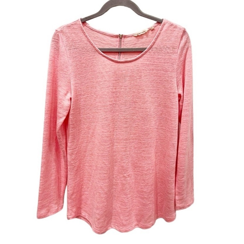 Soft Surroundings Audley Long Sleeve Vibrant Pink Marl Knit Sweater Size Medium